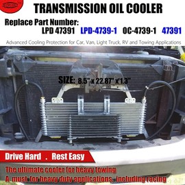 WZruibo 40k Transmission Oil Cooler Kit Compatible with Heavy Duty 40,000 GVW Max Low Pressure Drop Trans Cooler with Mounting Hardware, Towing Applications and Advanced Cooling Protection #LPD47391