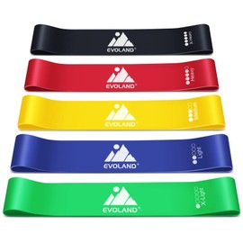 Fitness Bands, Set of 5, Gymnastics Band, Strength Training, Resistance Bands Set, Natural Rubber Resistance Bands with 5 Levels, Training Bands for Arms and Legs, Exercise for Yoga, Pilates