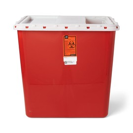 Medline Sharps Containers, Red, Sliding Lid, 12 Gal., Each