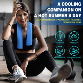 6 Pack Golf Towels ,(40"x12")Gym Cooling Towels for Neck and Face,Chill Pal Summer Cloth for Extreme Heat for Hot Weather, Workout Golf Towel for Men Women (Blue/Grey/Pink/Dark Blue/Black/Green)