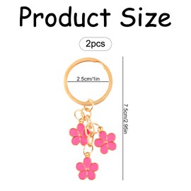 Bojueshaw 2PCS Floral Keychain – Cute and Stylish Keyring, Versatile Pendant for Bags, Wallets, and Backpacks, Rust-Resistant and Durable(Pink White)