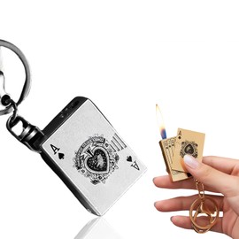 KAIEOMGN - Encendedor de póquer de metal, relleno con butano, reutilizable, diseño creativo y fresco, adecuado para regalos de hombres, al aire última intervensión (sin gas metano) (gris)