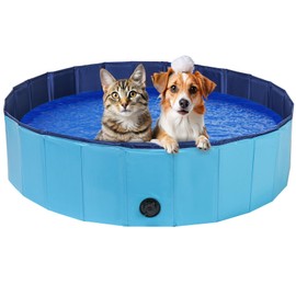 DASBET Foldable Dog Pool Dog Paddling Pool PVC Collapsible Dog Swimming Pool Portable Pet Wading Pool for Dogs, Puppies, Cats Pet Tub for Indoor & Outdoor (120 cm Diameter x 30 cm Height)