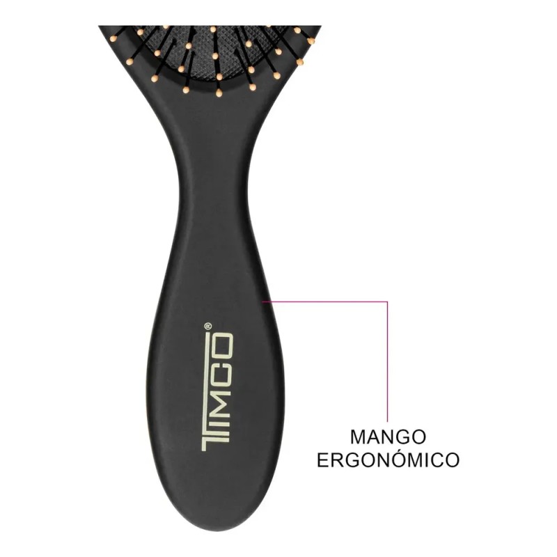 Cepillo de Cabello Desenredante Ovalado Acolchado Negro Ultra Thin Timco