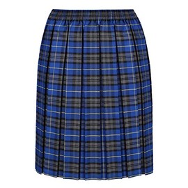 Girls Premium Quality UK Made Tartan Box Pleated School Uniform Skirt Red Blue Green Maroon Light Blue (Blue, 6-7 Years)