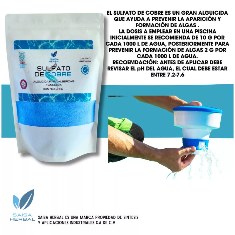 Saisa Herbal Alguicida para Alberca Saisa Herbal Sulfato de cobre