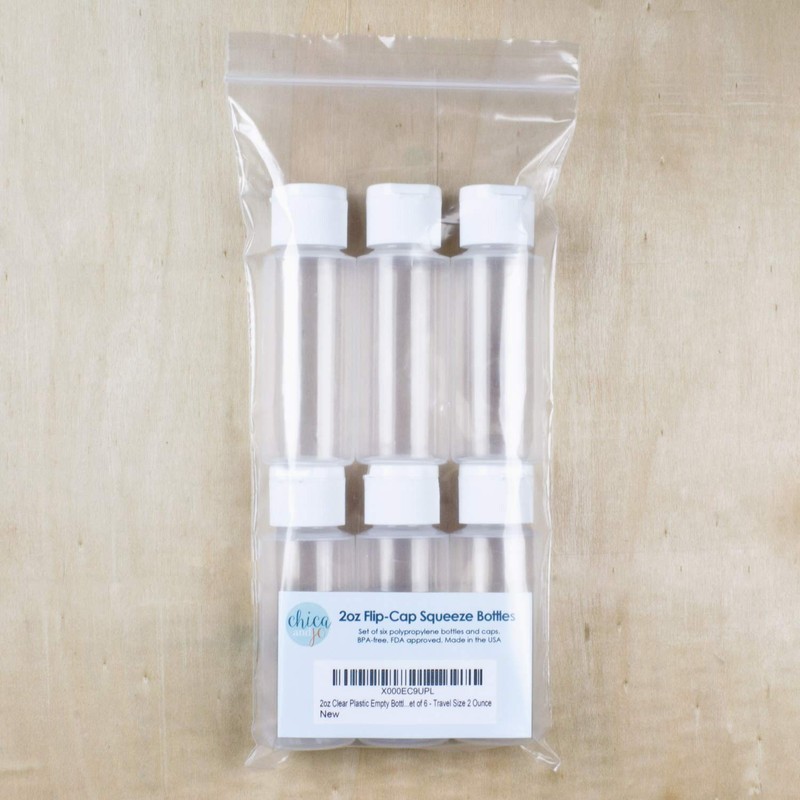 Chica and Jo 2oz Clear Plastic Empty Squeeze Bottles with