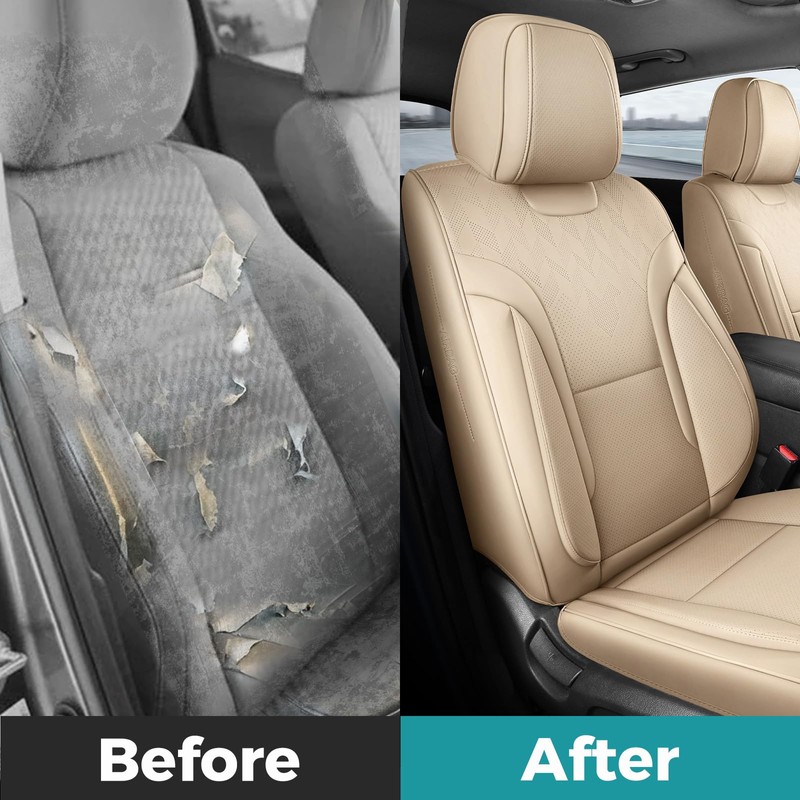 FEINEPRO Seat Covers Only Front 2pc, Breathable Leather Front Seat