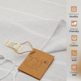 Yazz Turkish Cotton Hand Towels - Set of 2 | 18" x 30" inches | Organic Turkish Cotton | Decorative Peshtemal Hand Towels for Kitchen, Bath, Guest, Face, Hair, Gym, Yoga, Travel (Light Grey)