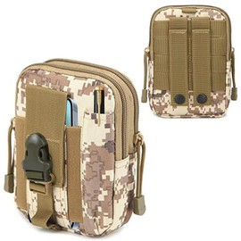 2 Pcs Tactical Molle Pouch, Nylon EDC Pouch, Waist Bag with Zipper Waterproof Belt Pouch Utility Gadget Small Molle Pouch Belt Bag for Sports, Hiking, Camping,Traveling, Cycling, Fishing (Camouflage)