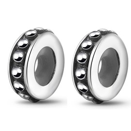 ABUN - Abalorio de plata de ley 925, 2 unidades, espaciador de goma, compatible con pulseras de cadena de serpiente de 3 mm