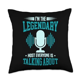 Funny Podcasting Podcast Microphone Throw Pillow