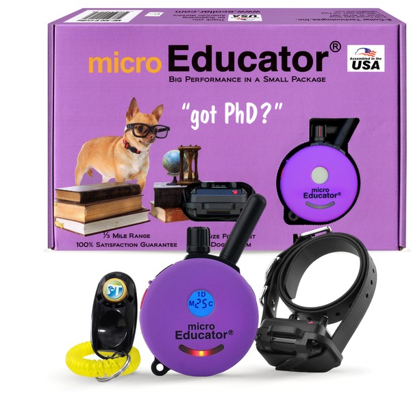 Micro Educator ME-300-1/3 Mile Ecollar Dog Training Collar with Remote for Small, Medium, and Large Dogs - Static, Vibration & Tone Electric Training Collar for Dogs by E-Collar Technologies