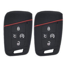 WEINIUS 2 Fundas de Silicona Suave para Llave de Coche para VW Volkswagen Tiguan Atlas Jetta Passat Golf Alltrack Push Start, 4 Botones, Color Negro