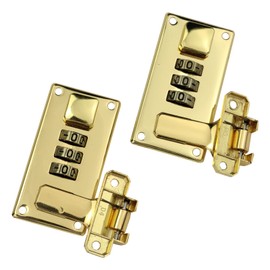 Mewutal 2pcs Luggage Combination Lock, Toolbox Hasp with Combination Lock, 3 Digit Password Lock (Gold)