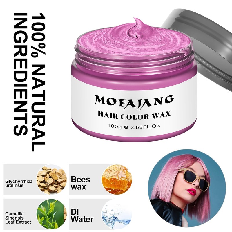 Temporary Pink Hair Color Wax, Washable Temporary Hair Dye for