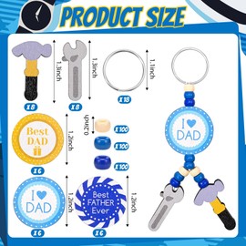 Sanixin 18 Set Fathers Day Keychain Gifts Beaded Keychain Craft Kit for Men Grandpa Father Father's Day Craft Gifts (Style 2)