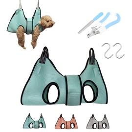 JnTech Dog Cat Trimming Hammock Grooming Hammock Restraint Strap Nail Clippers Aid for Pets Nail Trimming Harness Pet Beauty Nail Trimming Soft Cushion Breathable Nursing Dog Grooming (S, Aquamarine)