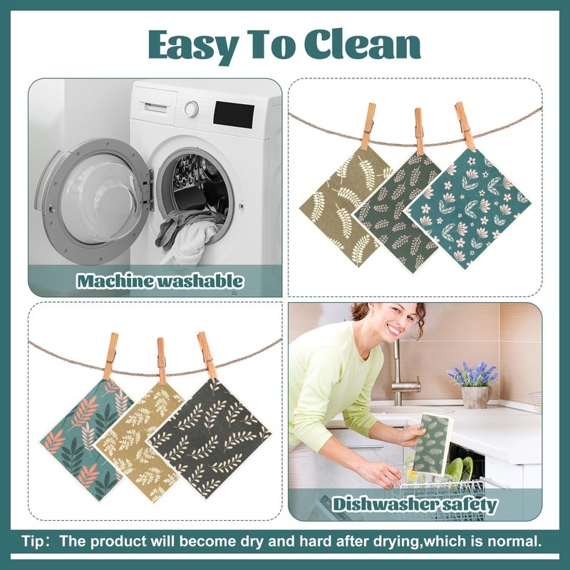 ktxaby 6 Pack Swedish Dishcloths Super Absorbent Washable Swedish Dish