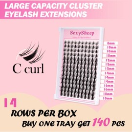 Manga C Curl Wet Look Eyelashes Extension Kit, Eyelash Clusters with Bond and Seal & Tweezers & Remover, Eye Makeup Enhancement Tool for Women, Eyelashes Clusters, Eyelash Set:_Eyelash set_one-size