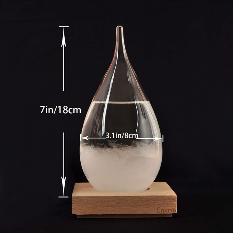 Enkrio Storm Glass Weather Predictor, Barometer Bottle with Wood Base