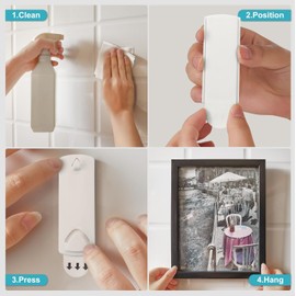 10 Pcs Picture Frame Hangers Damage Free Hanging, Picture Hanging Hooks No Damage to Wall Paint, Sawtooth Picture Wall Hangers Without Nails, Picture Hanging Strips Kit