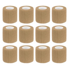 uxcell 12 Rolls Adhesive Elastic Tape Elastic Bandage,2" x 5 Yards Sports Elastic Wrap Flexible Stretch Athletic Wrist Tape for Tennis Racquet Grip Sports Knee Ankle,Khaki