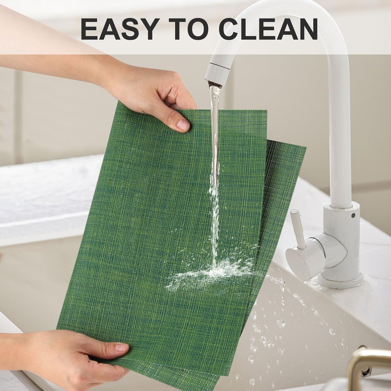 Vinyl Placemats Set of 8, PVC Woven Washable Non-Slip Table