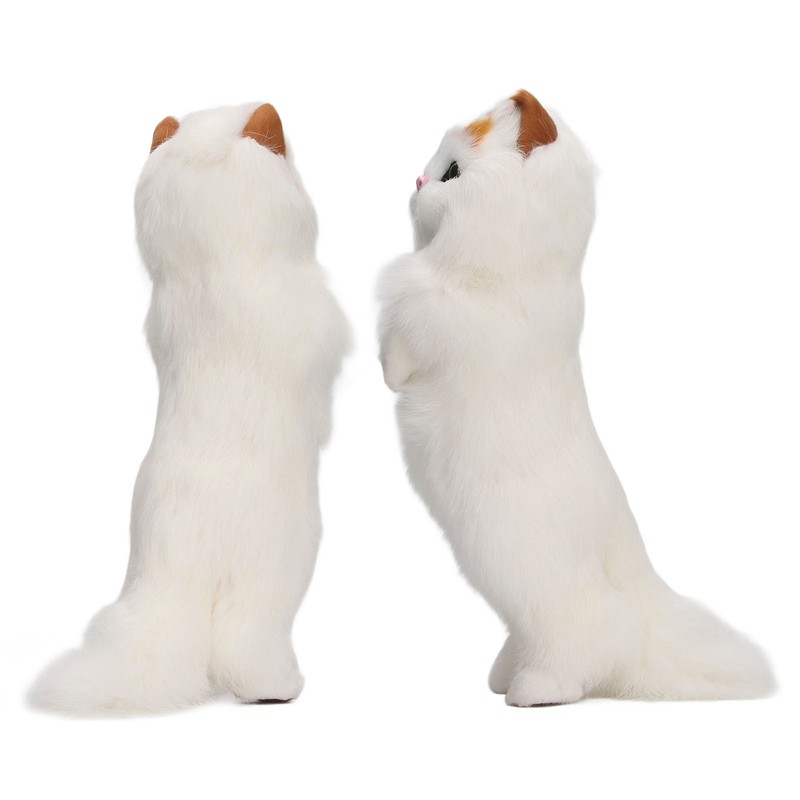 Furry Cat Figurine Realistic Simulated Adorable Lovely Decorative Plush Cat