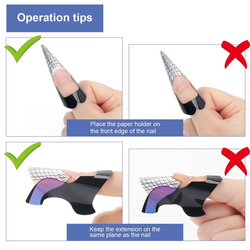 AHIER Nail Forms, 100PCS Acrylic Swallow Self Adhesive Gel Nail