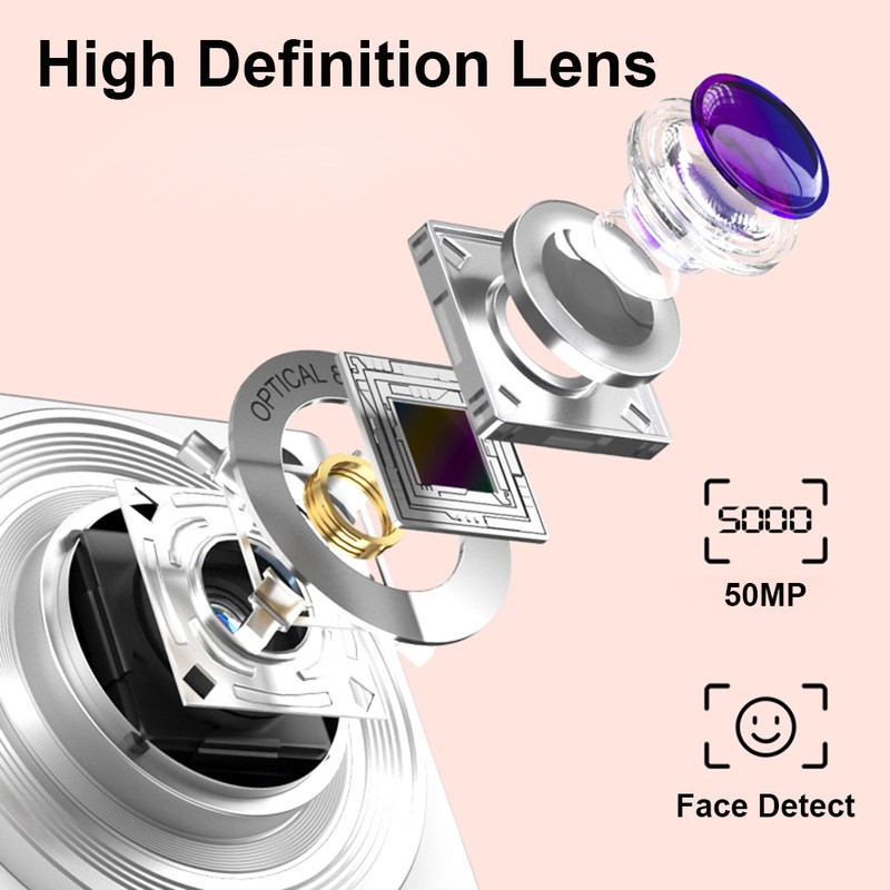 Portable 4K Digital Camera 50MP 2.88 Inch IPS Screen Auto