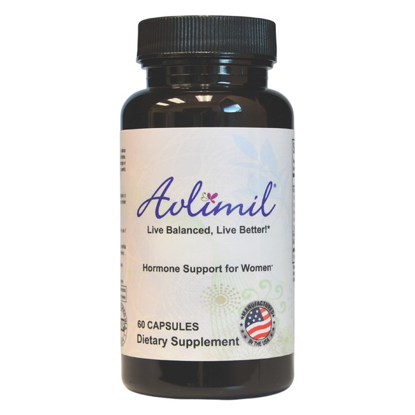 Avlimil® Hormone Balance & Menopause Support | Mood Swings, Hot Flashes, Night Sweats and Irritability - Isoflavones, Black Cohosh, Raspberry, Valerian, Sage, Red Clover, Lemon Balm - 1-Month