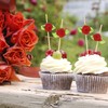 Minisland Red Rose Flower Cocktail Picks, 4.7 Inch Long Bamboo