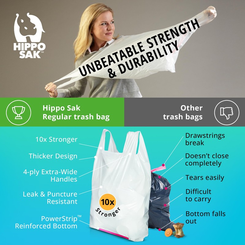 Hippo Sak - Tall Kitchen Garbage Bags with Ergonomic Handles