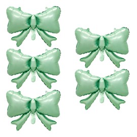 FBQ 5 Pcs Bow Balloons Green Bow Themed Girls Boy Birthday Party Baby Shower Decoration Supplies(Candy Green)