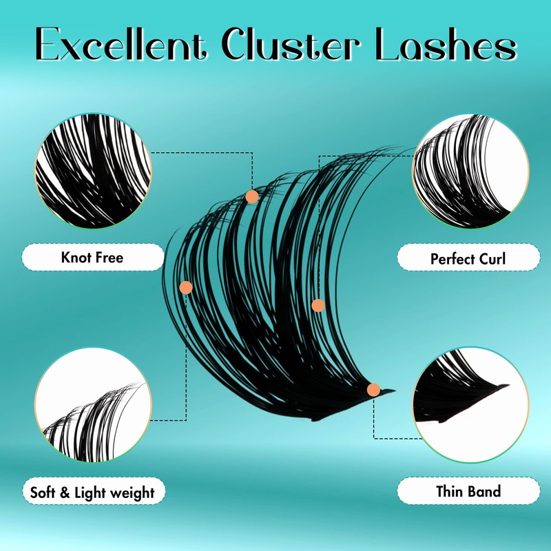 Individual Eyelashes, 80D/100D DIY Cluster Eyelashes, 0.07 D Curl, 10-18