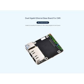 Dual Gigabit Ethernet Base Board for Compute Module 5 Lite/eMMC Series Modules, Supports Dual RJ45 Network Port Supply and Type-C 5V 5A DC Power Supply, with USB3.2 Gen1 Port, etc.