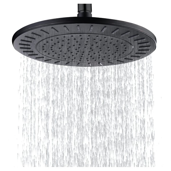 BRIGHT SHOWERS Rain Shower Head, 9 Inch High Pressure Waterfall Showerhead with Adjustable Angle and Anti-clogging Silicone Nozzles, Luxury Bathroom Overhead Shower, Oil-Rubbed Bronze