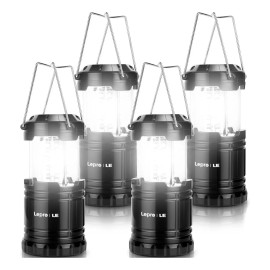 Mebix TRD Set 4 Linternas Led Para Campamento Portátiles Color Negro