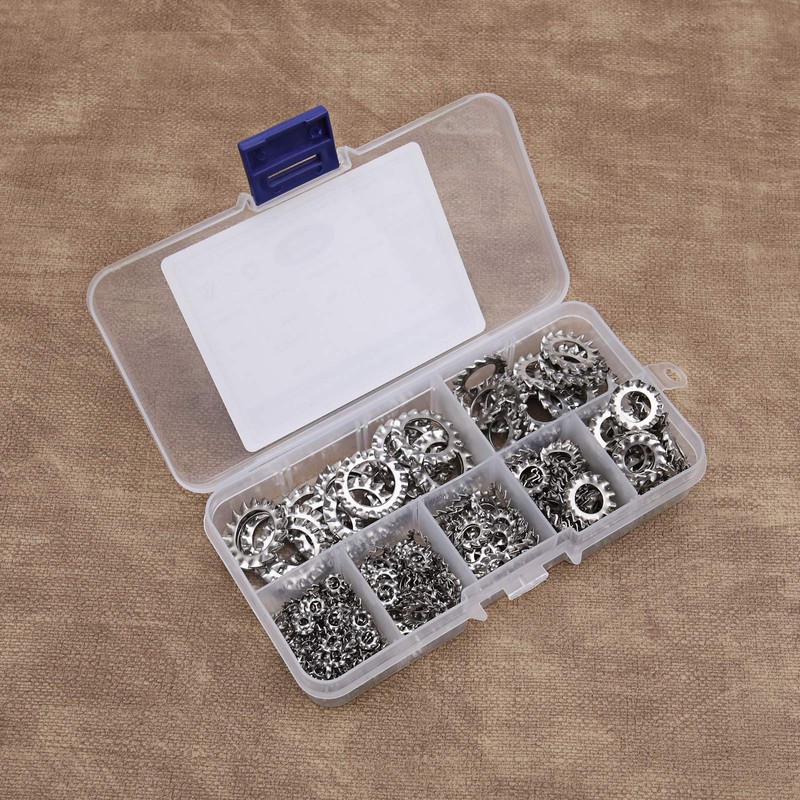 EMSea 300Pcs M3-M12 External Serrated Lock Washers Assortment Set with