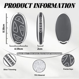 TOOMUME Car Key Cover TPU, Car Key Case Fit for Hyundai Tucson NX4 Kona SX2 Ioniq 6 Grandeur GN7 Grand Prix Azera Elantra Sonata, Protective Key Fob Cover Key Fob Case - Smart Key