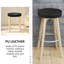 FOMIYES Bar Stool Cover Waterproof PU Leather Black Round Stretch Stool Cushion Cover Washable Bar Home Office 30cm Pack of 2