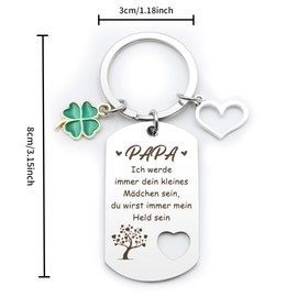 Ratifyale Father's Day Gift for Dad Grandpa Gift Birthday Keyring Dad Keyring Grandpa Family Christmas Gifts, Papa: Ich Werde Immer Dein kleines Mädchen Sein, du Wirst immer Mein Held Sein, Unit size