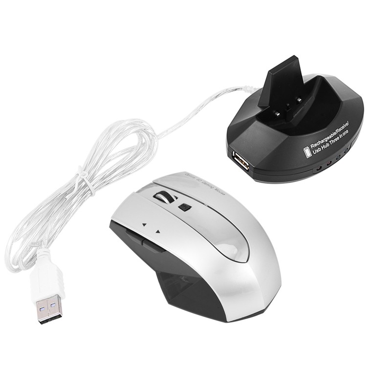 2.4GHz Rechargeable Wireless Optical Gaming Mouse w Charging Dock Stand