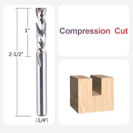 SpeTool Compression Router Bits 1/4 inch Shank 1/4" Cutting Diameter ,Carbide UP Down CNC Router Bits Set Wood Router End Mills Carving Slotting Edge Cutting