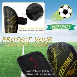 Children's Football Shin Pads with Captain's Cuff, Football Shin with Ankle Protection for Children 4 5 6 7 8 9 10 11 12 Years (S)