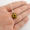 FashionJunkie4Life Real Miniature Sunflower Pendant Necklace, 18" Cable Chain, Flower