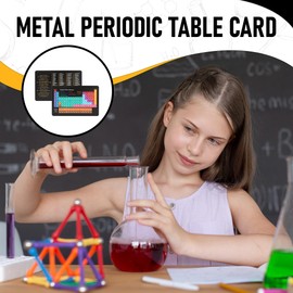 Periodic Table of Elements Reference Card - Metal Pocket Wallet Size Chemistry Chart - Clear Lettering - Includes All Newest 118 Atomic Symbol Weight & Number - Science Students in Classroom & Home