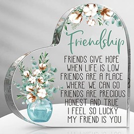 Friend Gifts for Women Friend Friendship Birthday Gifts for Women Bestie Gifts Cheer up Gift for Bff Acrylic Heart Keepsake and Paperweight for Home Office Table Shelf (Classic)