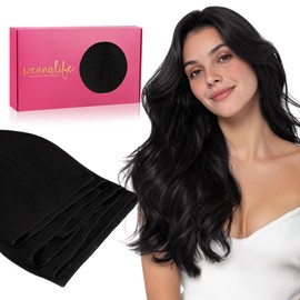 WENNALIFE Genius Sew in Weft Hair Extensions Real Human Hair, 24 inch 120g Jet Black Sew in Human Hair for Women Natural Luxury Remy Hair Straight Invisible Extensiones De Cabello Humano